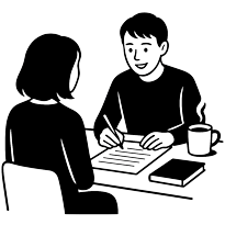 従業員が談話している様子