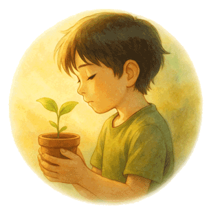 寄附でのこどもへの支援が芽吹くイメージ