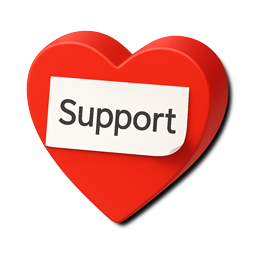 赤いハートにSupportの文字のイメージ