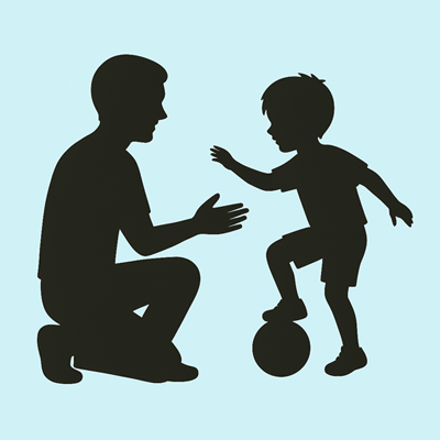療法士と子どものシルエット画像
